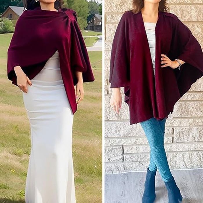 Poncho-châle Pour Femme - Tricot Fin, Drapé élégant, Porté Comme Cape Ou écharpe, Pour Intérieur/extérieur