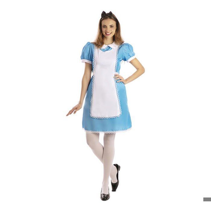 Robe Alice Au Pays Des Merveilles Pour Bébé Fille – Avec Tablier Blanc, Nœud Noir, Manches Bouffantes – Turquoise – Lavable En Machine