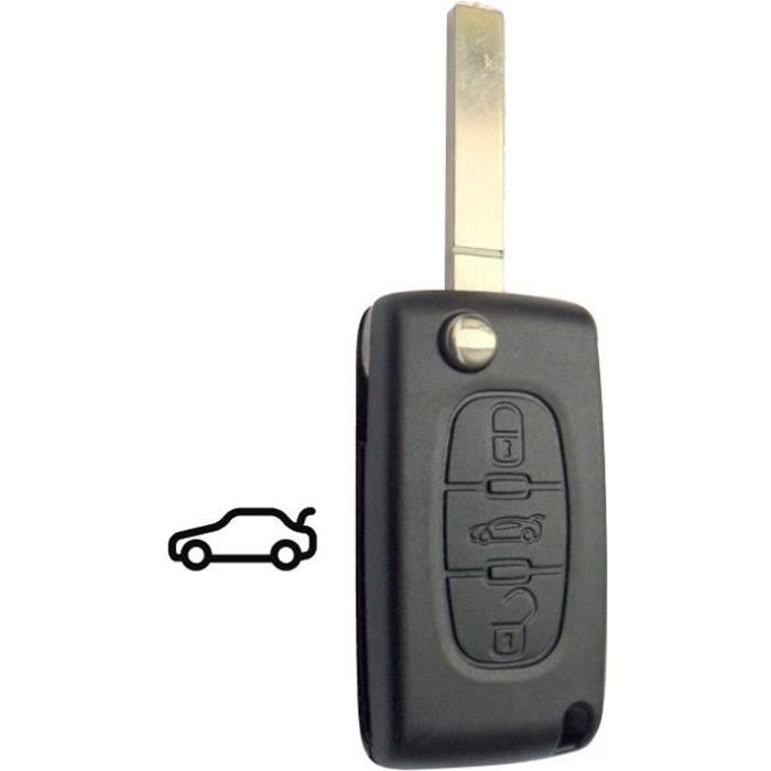 Coque de clé + lame compatible Peugeot-Citroën 3 boutons