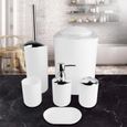 6pcs / set Accessoires de salle bain Set Porte-brosse à dents, poubelle, distributeur de savon robuste et durable (Blanc )-0