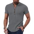 Chemises Casual Homme Chemise Col Mao Homme Cotten Lin Chemise Ete Homme Bouton Chemise Homme Manches Longues Poids LGer Chemise -0