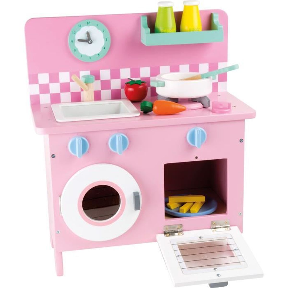 Cuisine Retro Rose Jouet Enfant En Bois Four Machine à