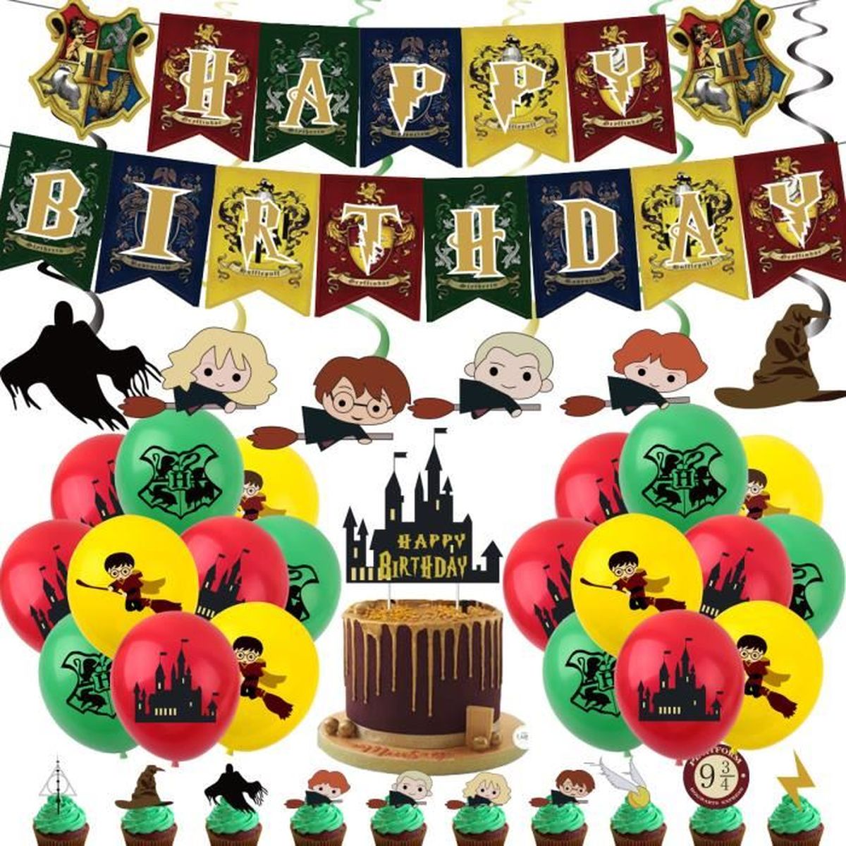 Décoration Anniversaire Harry Potter Pas Cher THOTCOC Ballons de décoration de fête d'anniversaire sur le thème de Harry  Potter, drapeaux d'anniversaire-A1 - Cdiscount Maison