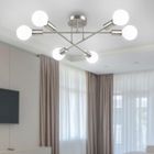 DORLINK Plafonnier LED 6 lampes plafonnier moderne en métal chromé, rétro pour salon chambre, cuisine, bar, café (sans ampoule)