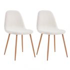 ALTOBUY FJARD - Lot de 2 Chaises Blanches Tissu Bouclettes