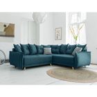 BESTMOBILIER Lena - canapé d'angle convertible - avec coffre - style scandinave - 5 places - droit - Bleu turquoise