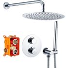 HOMELODY Colonne de Douche Thermostatique 38℃ Colonne Douche Encastrable Grande Douche de Tête Kit Douche Corps en Laiton Chromé