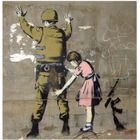 Legendarte - Tableau, Impression Sur Toile - Jeune Fille et un Soldat, Banksy cm. 90x90