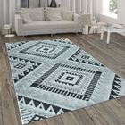 PACO HOME Tapis Intérieur & Extérieur, Poils Longs En Relief Et Look Ethnique, Noir Et Blanc [160x230 cm]