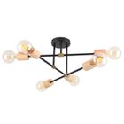 WOTTES UNI Plafonnier 6x E27 Luminaire Vintage Industrielle Lustre pour Cuisine Chambre Salon en bois