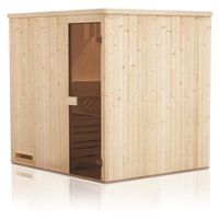 Cabine de sauna DESINEO 194x144x199 - bois d'épicéa scandinave - verre trempé graphite - pour petits espaces