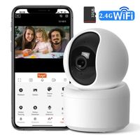 JIATZOCN Caméra Surveillance WiFi Interieur 360°,HD 3MP, Zoom 10X, Détection et Suivi Intelligents,Compatible avec Alexa,Google Home