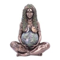 Statue Millennial Gaia Terre Mère 18cm - Figurine Résine Déesse Terre Peinte Main - Décoration Maison Jardin