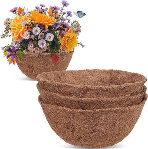 JARDINIÈRE - BAC A FLEUR 14in Lot de 3 Doublure en Fibre de Coco Naturelle Panier Suspendu pour Pots de Fleurs Panier de Fleurs à Suspendre, pour Culture