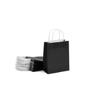POCHETTE CADEAU 50 x Sacs En Papier kraft Avec Poignées Torsadées 18x8x22cm couleur noir- Sacs cadeaux avec anses