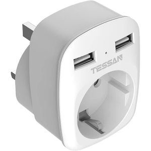 ADAPTATEUR DE VOYAGE Adaptateur Prise Anglaise Vers France Avec 2 Usb, 