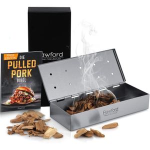 BOIS DE FUMAGE  Premium Smoker Box pour un arôme de fumée spécial - Accessoires de barbecue de haute qualité pour barbecue à gaz avec les instructi