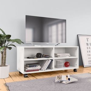 MEUBLE TV Meuble TV avec roulettes Blanc 90 x 35 x 35 cm Aggloméré