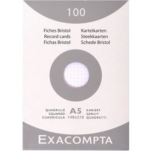 Fiches bristol Exacompta- Blanc - A5 14,8 x 21,0 cm - Quadrillé