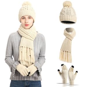 Ensemble Hiver CheChury - Bonnet Écharpe Gants Tactile 3 Pièces