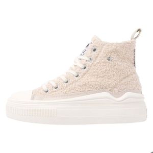 BASKET Baskets montantes talon compensé BK beige - Femme - Textile - Lacets