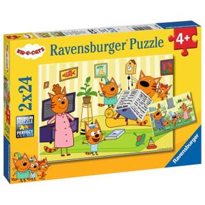PUZZLE Puzzles 2x24 p - Ravensburger - Maison avec KidECats - Animaux - Mixte - A partir de 4 ans