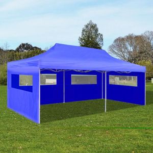 TONNELLE - BARNUM Tente de réception pliable bleue 3 x 6 m - VIDAXL - Convient pour les fêtes, barbecues, marchés