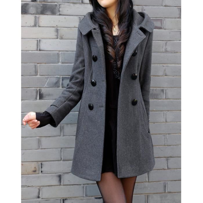 manteau capuche femme gris