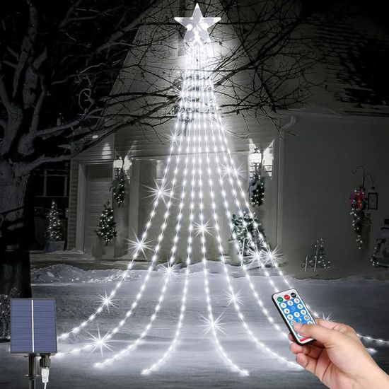 Lot De 2 Guirlandes Solaires Extérieures 15m 150 LEDs - 8 Modes éclairage, étanches IP65, Pour Jardin Et Fêtes