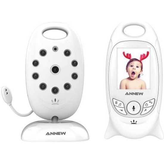 Annew Babyphone Camera Surveillance Nouveau Né-Enfant Sans Fil 2”LCD,Écoute bébé Vision Nocturne, Capteur de Température
