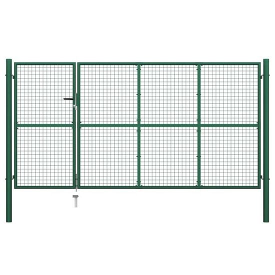 🍍4869Portillon grillagé Portail de clôture-Porte de jardin Portillon Acier350x150 cm Vert