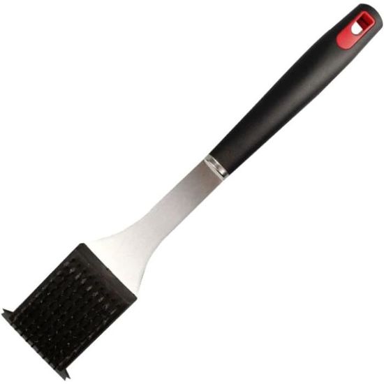 ENLOY Brosse Et Grattoir Pour Barbecue, Brosse De 43,2 Cm Pour Barbecue Extérieur, Manche étendu En Palissandre Et 2 Têtes De Brosse Remplaçables En Fil De Cuivre