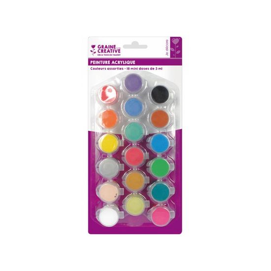 6 petits pots de peinture lavable (gouache) - Brillantes