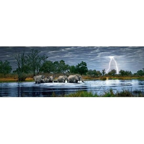 Puzzle paysage troupeau d'éléphants 2000 pièces - MERCIER - Herd Elephant - Adulte - Mixte - 13,6 x 4,8 cm
