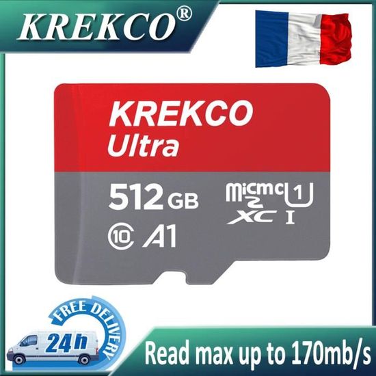 Carte MicroSD 512 Go - Haute Vitesse U3 V30, Pour GoPro, Smartphone, Caméra 4K - Fiable Et Spacieuse