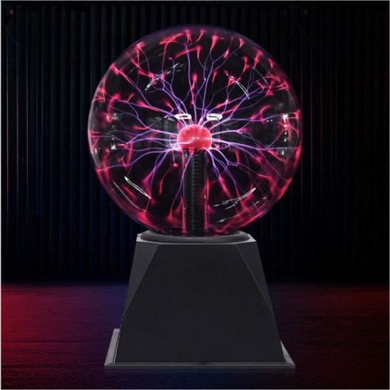 8" Boule de plasma sphère foudre cristal globe tactile lumière rougeoyante nébuleuse Lampe de table son tactile party disco-rouge 02