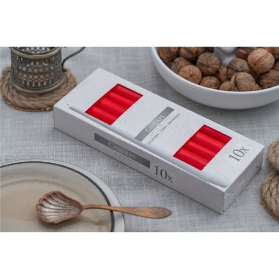 Lot De 20 Bougies Tige 17,5 Cm - Durée 3h - Couleurs Assorties - 100% Paraffine - Décoration Fêtes