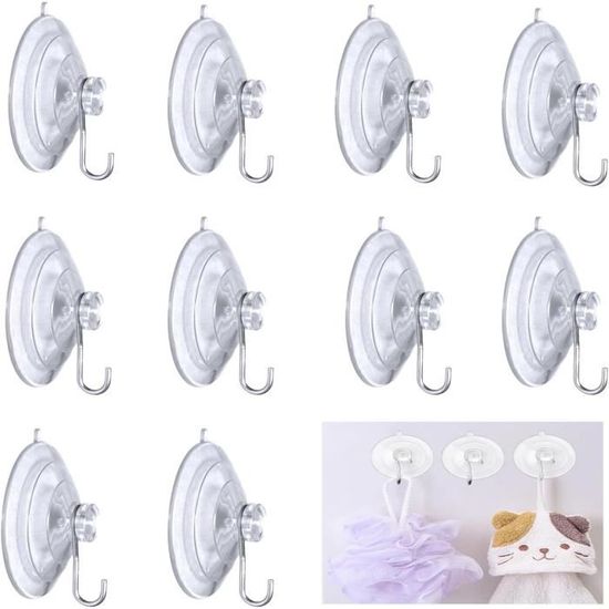 Crochets Ventouse Salle De Bain Acier Inox - 2 Pièces Sans Percer - Noir