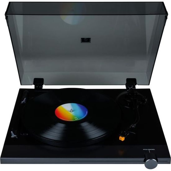 auna TT-933 Platine vinyle tourne-disque 33t 45t bras en S - noir & argent
