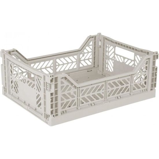 AYKASA Caisse Pliante Solide En Plastique Empilable Blanc Mini