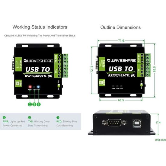 DSD TECH SH-U16A Adattatore USB A RS485/RS422 Con Chip PL2303GC - Per Automazione Industriale E Comunicazione Dati