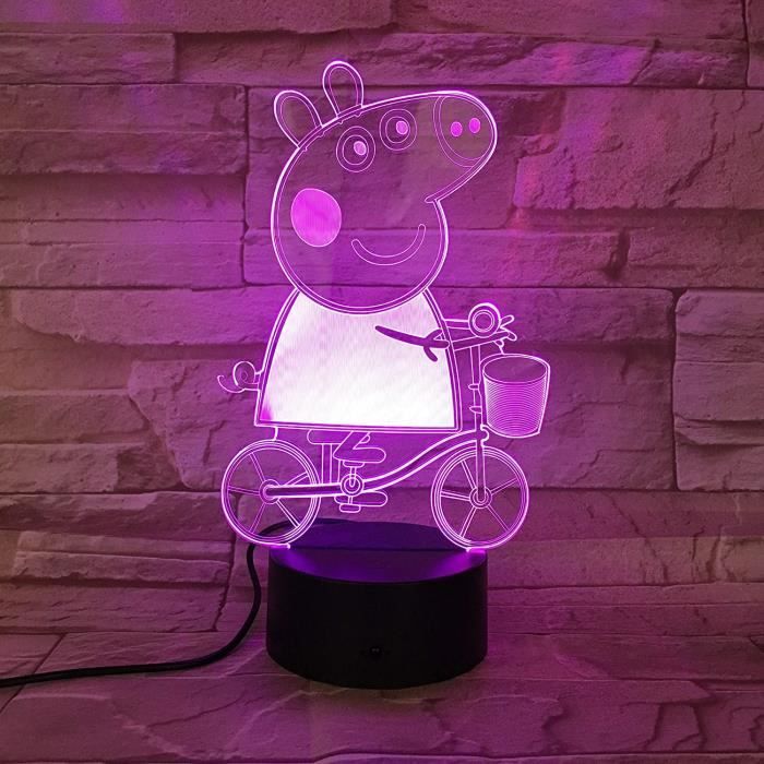 Lampe LED enfant dessins Peppa Pig change de couleur USB lumière nocturne et décoration 