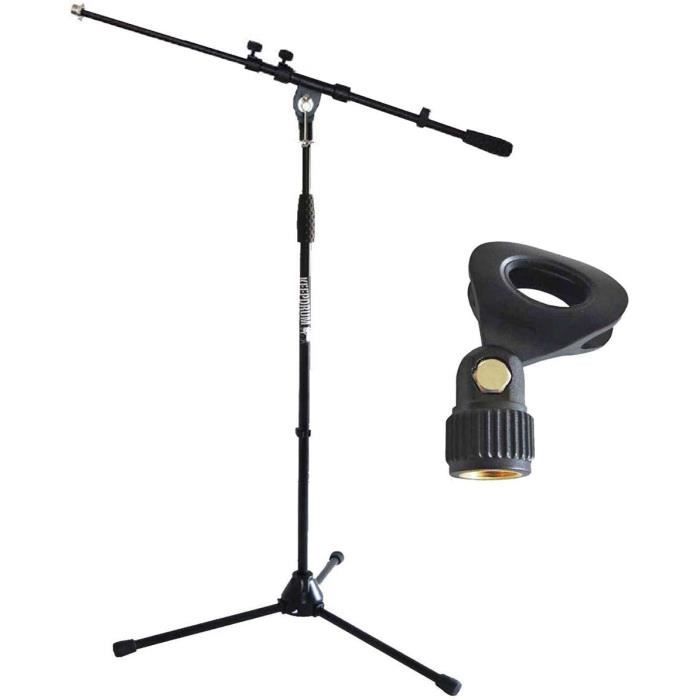 Métal Noir-Support de bras à ciseaux pour microphone, support de clip