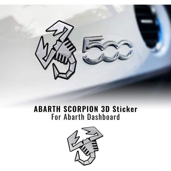 Autocollant 3D pour Tableau de Bord Fiat 500 Abarth, Scorpion Argent Satin
