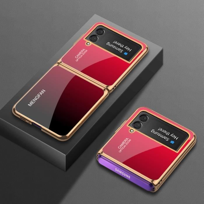 Pour z Flip 3 - Gradient de bord or r - Coque en verre trempé pour Samsung, étui de luxe, élégant, dégradé, a