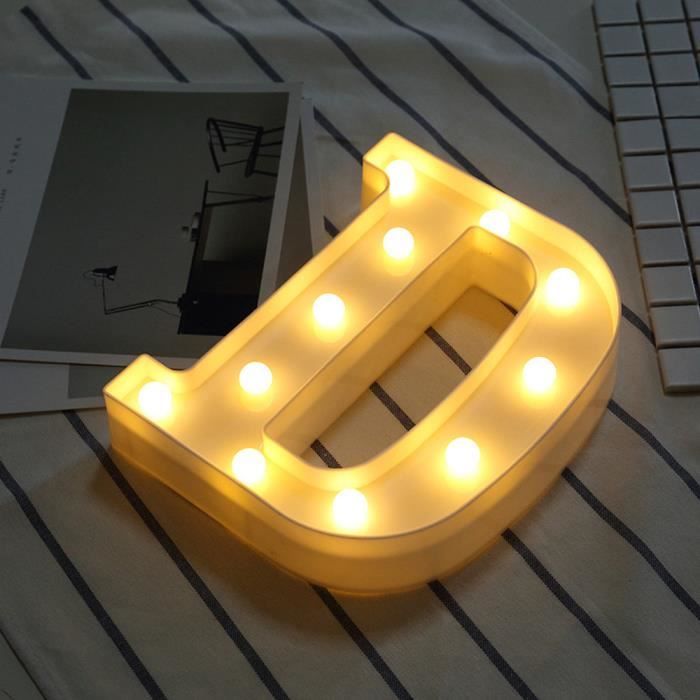 Alphabet LED Alphabet lumineux lettre en plastique blanc debout suspendu D