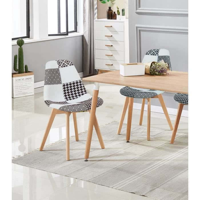 Ensemble de 2 chaises Fabia en noir et blanc Chaises de salle à manger en chêne Chaises contemporaines modernes et scandinaves