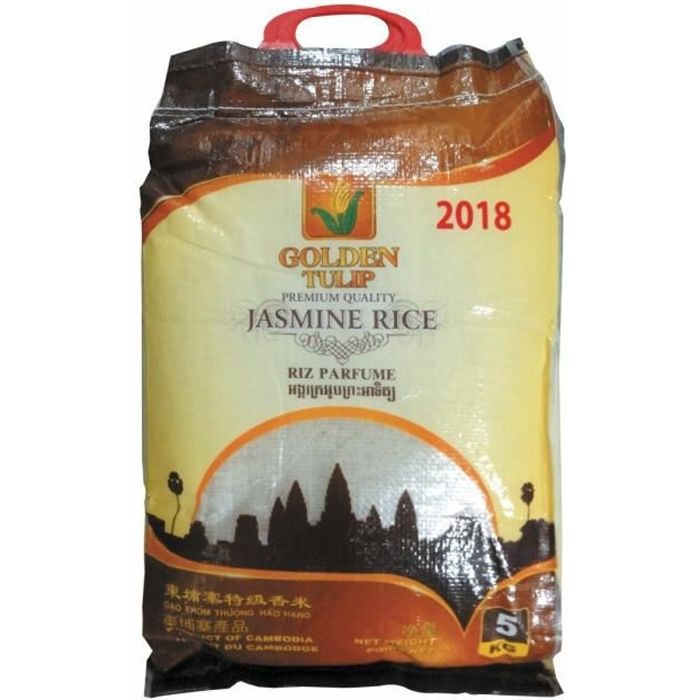 Riz Thai parfumé au Jasmin de qualité premium - Marque Golden Tulip - Cambodge (5, 10 ou 18KG) - 5KG