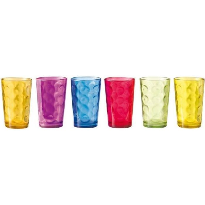 6 verres à eau colorés -Sirocco-