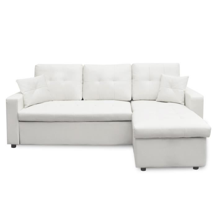 Canapé d'angle droit convertible Blanc